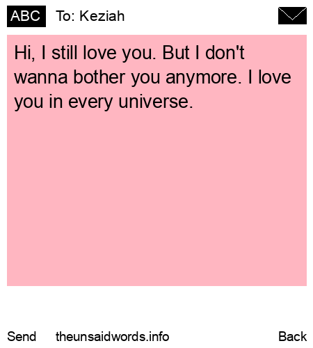 unsent message to Keziah