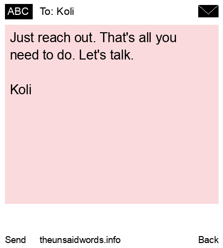 unsent message to Koli