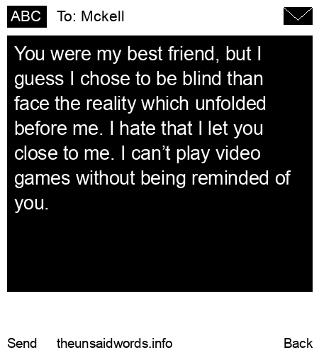 unsent message to Mckell