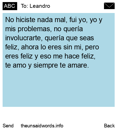 unsent message to Leandro