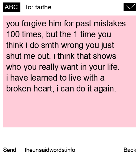 unsent message to faithe