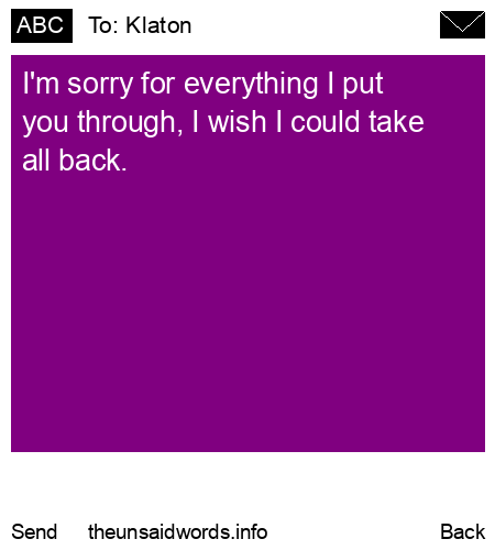 unsent message to Klaton