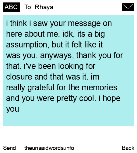 unsent message to Rhaya