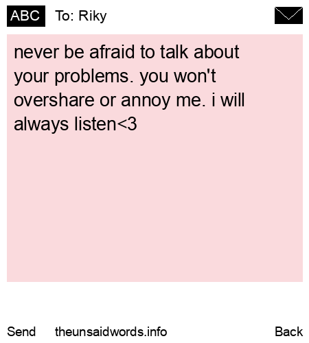 unsent message to Riky