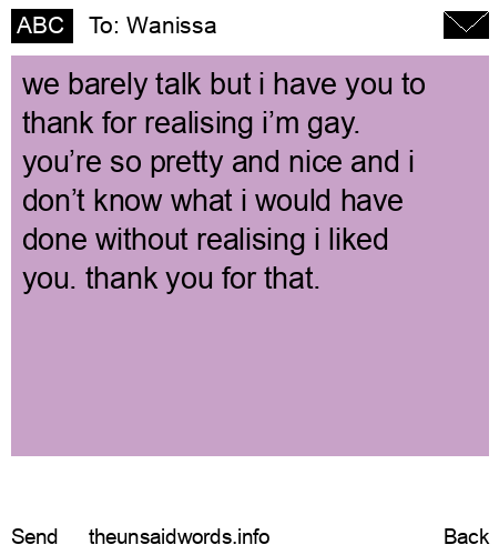 unsent message to Wanissa