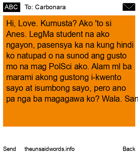 unsent message to Carbonara