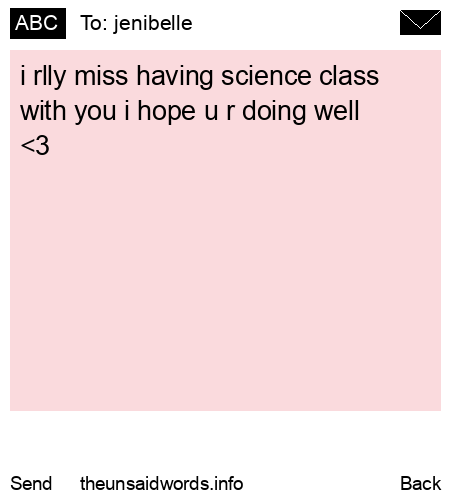 unsent message to jenibelle