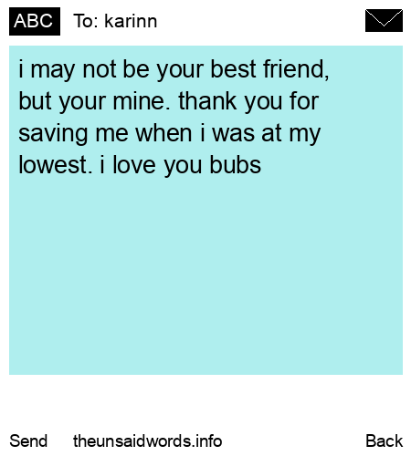 unsent message to karinn