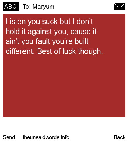 unsent message to Maryum