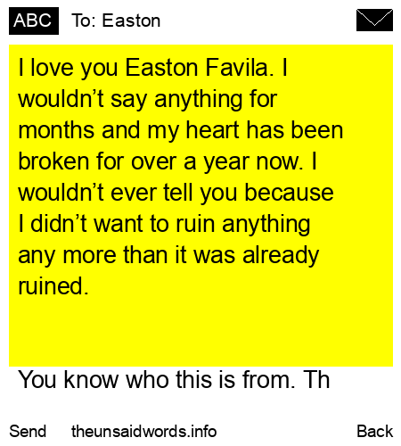 unsent message to Easton