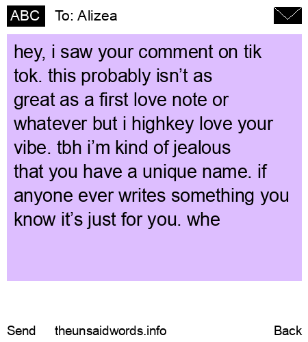 unsent message to Alizea