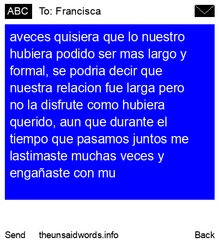 unsent message to Francisca