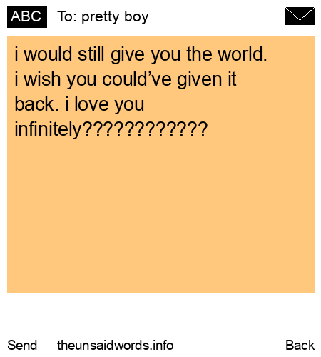 unsent message to pretty boy