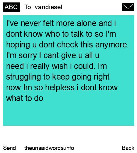 unsent message to vandiesel
