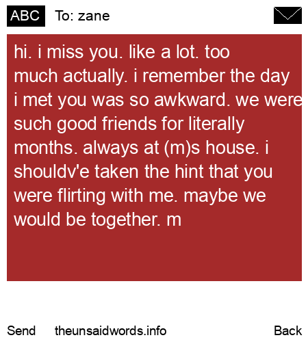 unsent message to zane