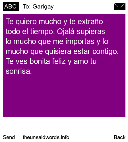 unsent message to Garigay