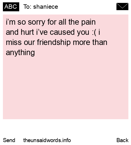 unsent message to shaniece