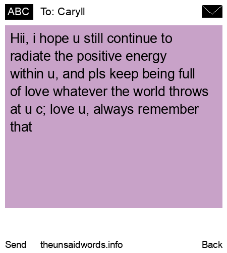 unsent message to Caryll
