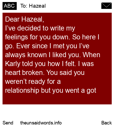 unsent message to Hazeal
