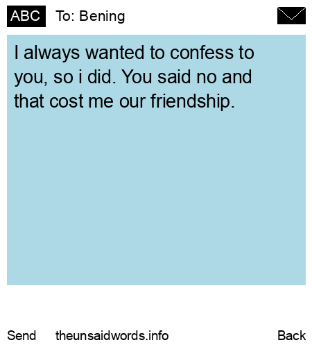 unsent message to Bening