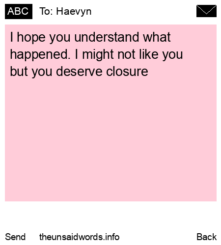 unsent message to Haevyn