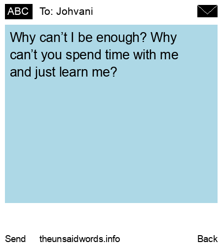 unsent message to Johvani 