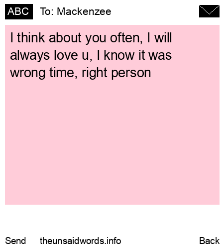 unsent message to Mackenzee