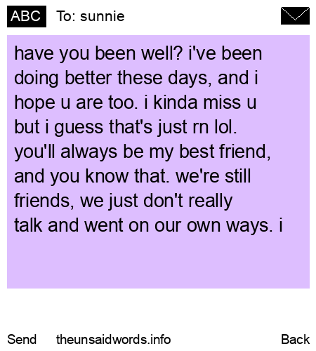 unsent message to sunnie