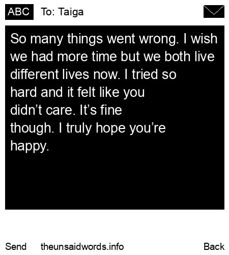 unsent message to Taiga