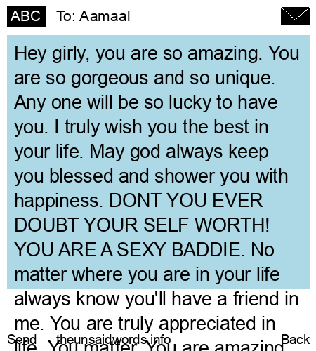 unsent message to Aamaal