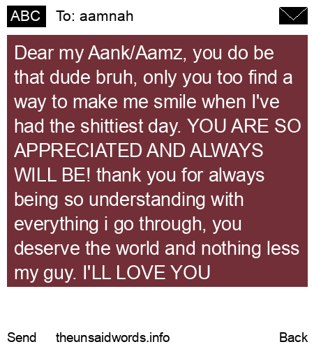 unsent message to aamnah