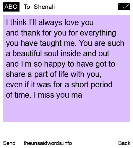 unsent message to Shenali
