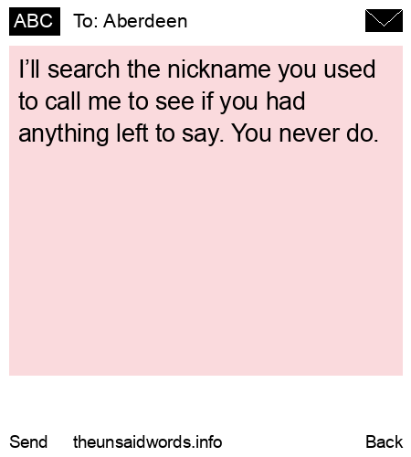 unsent message to Aberdeen