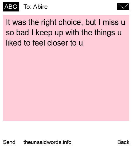 unsent message to Abire