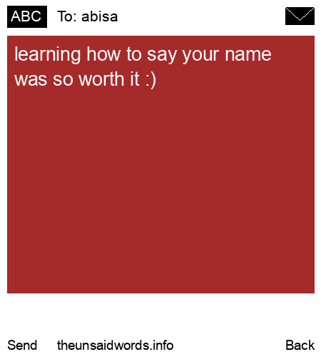 unsent message to abisa