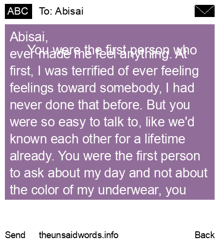 unsent message to Abisai
