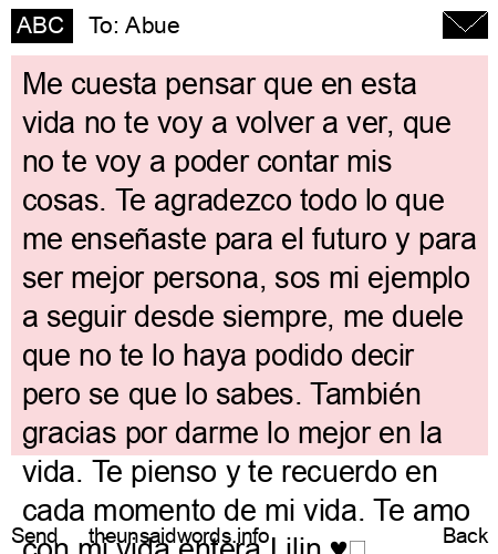 unsent message to Abue