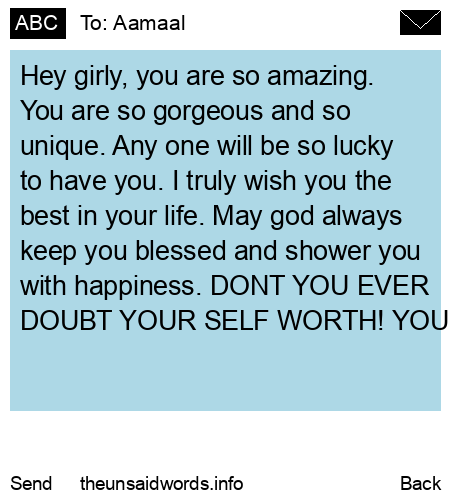 unsent message to Aamaal