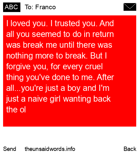 unsent message to Franco