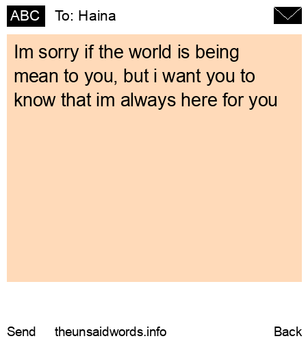 unsent message to Haina