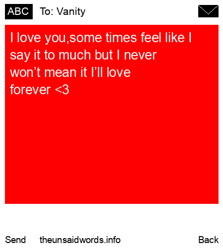 unsent message to Vanity 
