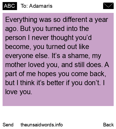 unsent message to Adamaris