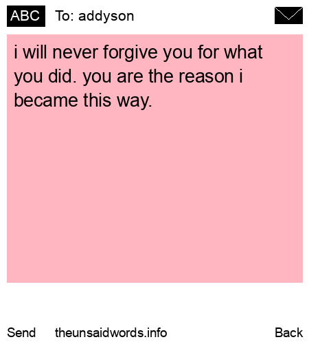 unsent message to addyson