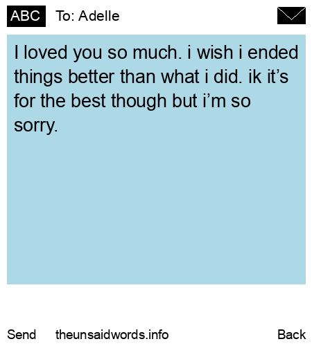 unsent message to Adelle