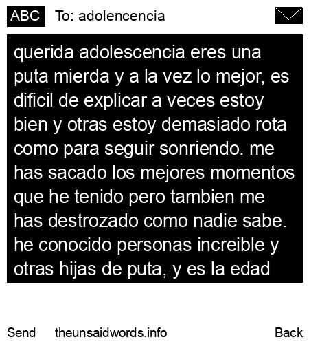 unsent message to adolencencia