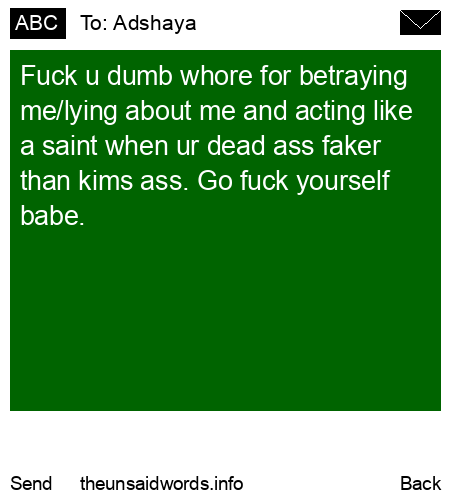 unsent message to Adshaya