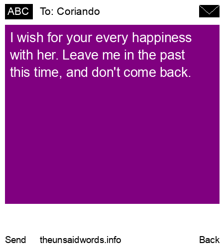 unsent message to Coriando