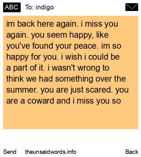 unsent message to indigo
