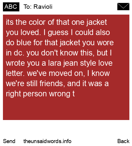 unsent message to Ravioli