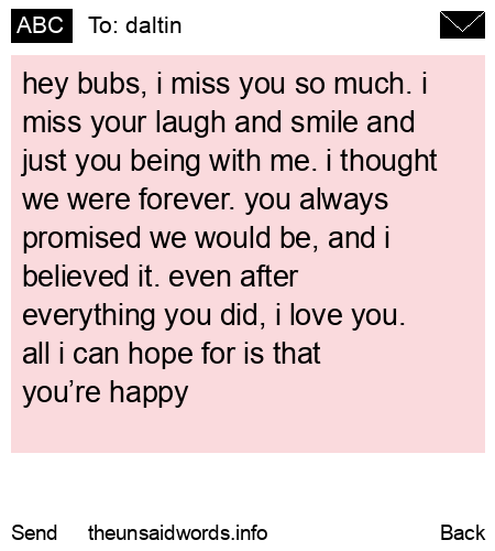 unsent message to daltin